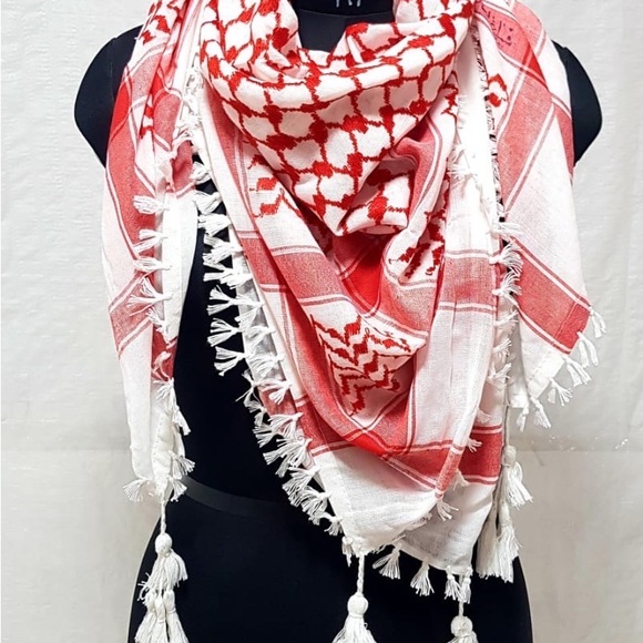 Shemagh Scarf: Houndstooth Arab Hatta Muslim Turban Palestenian  Kafiya Keffiyeh - Picture 2 of 2